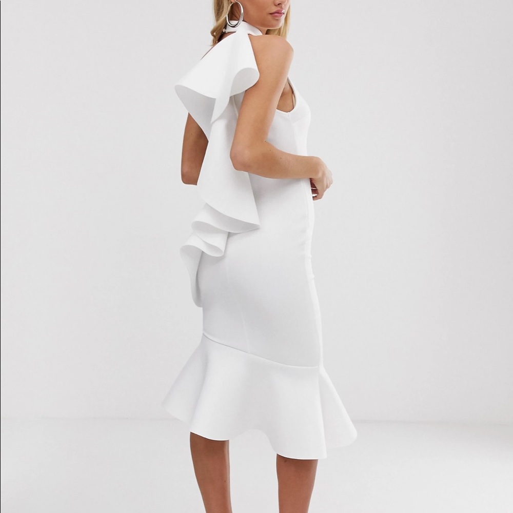 ASOS one shoulder design halter midi dress, size 2